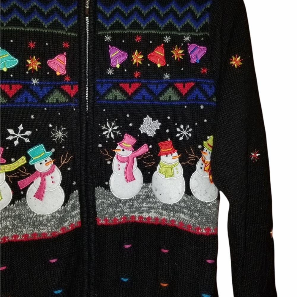 Vintage Christmas Carolling Snowmen Sweater - Picture 3 of 6